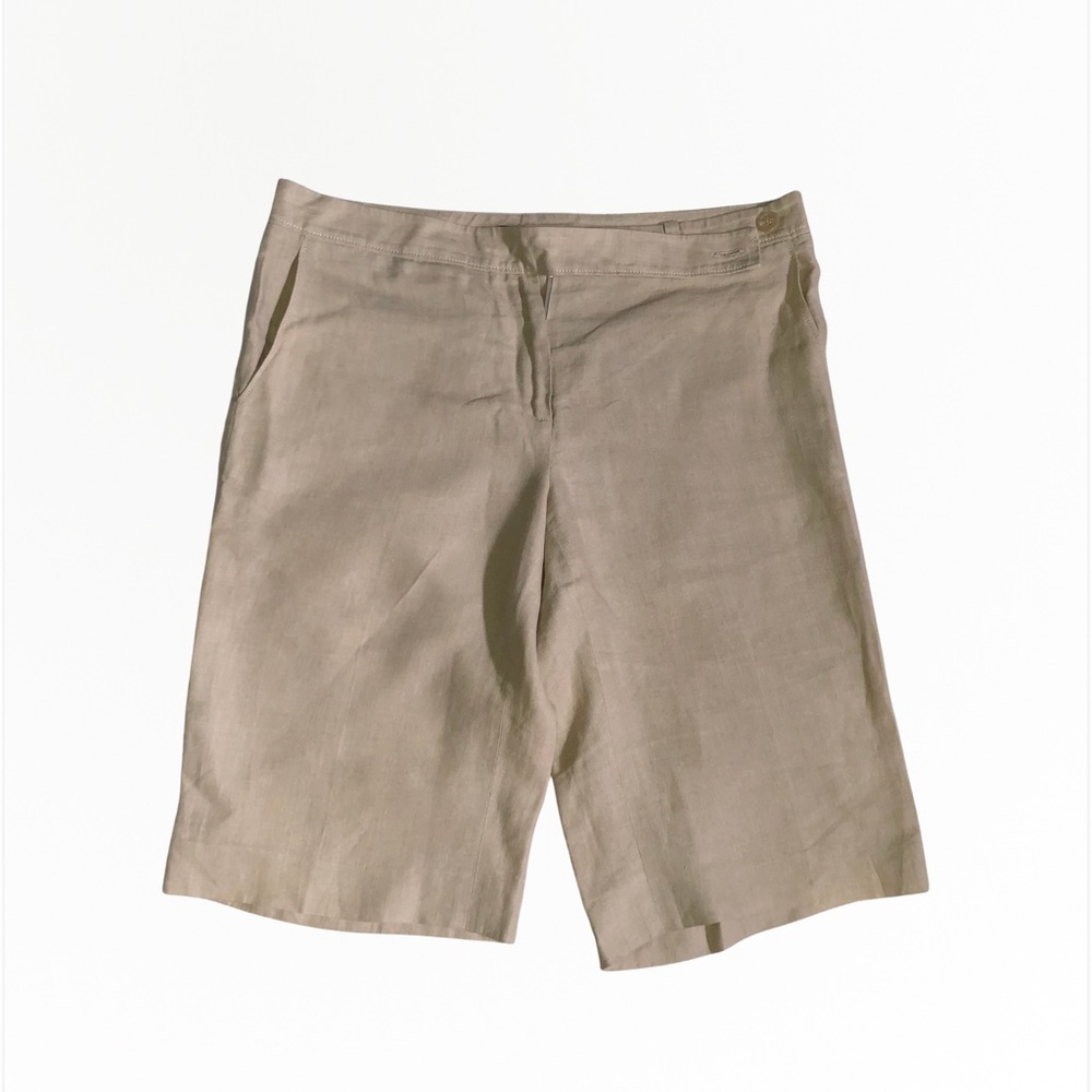 Magaschoni Tan Bermuda Shorts Tailored Flat Front